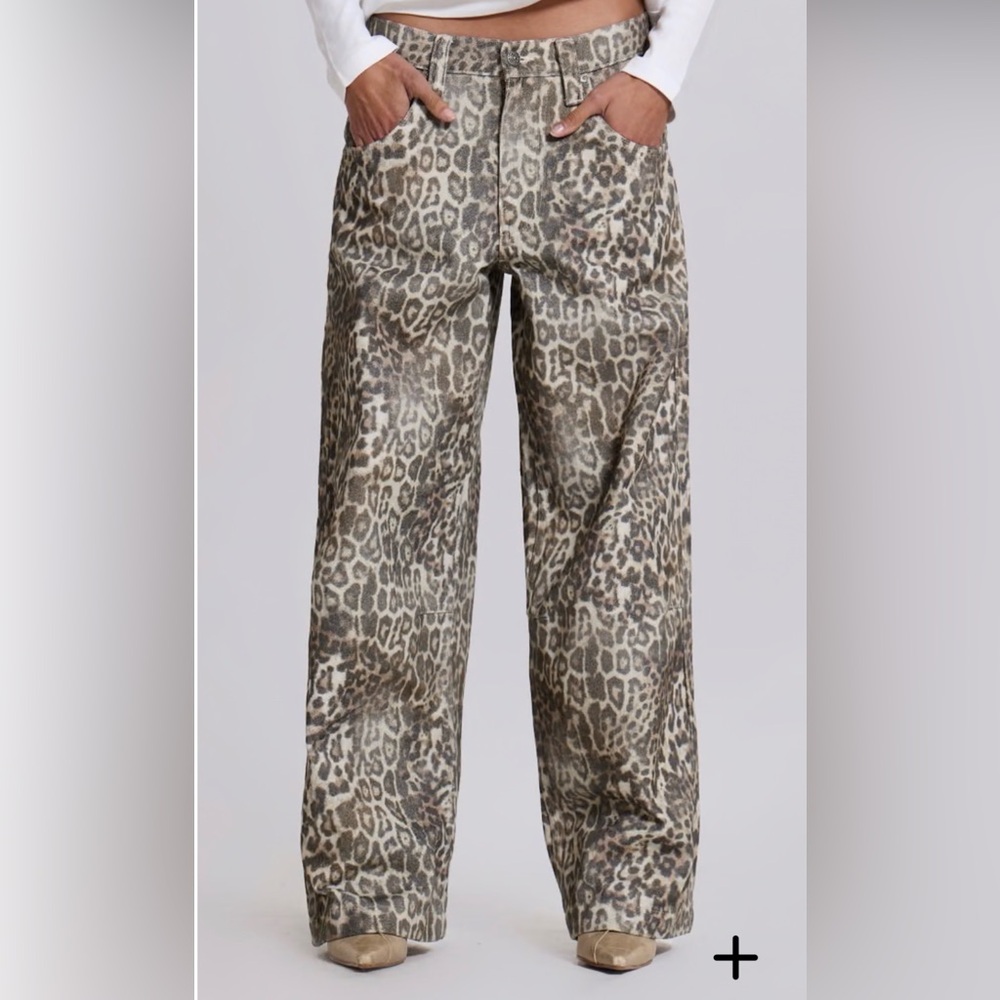 Jaded London Leopard Fade Colossus Jeans Wide-Leg Pants